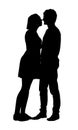 Realistic silhouette of man and woman embracing and kissing - is