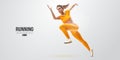 Realistic silhouette of a running athlete on white background. Runner woman are running sprint or marathon. Vector Royalty Free Stock Photo
