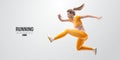 Realistic silhouette of a running athlete on white background. Runner woman are running sprint or marathon. Vector Royalty Free Stock Photo