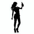 Realistic Silhouette Of A Woman Holding A Beer Bottle