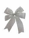 Silver Satin Ribbon hair accessories and gift decoration realistic look on white background.