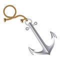 realistic silver silhouette anchor design with rope break