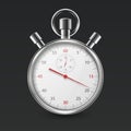 Realistic Silver Steel Classic Stopwatch Icon Closeup Isolated on Black Background. Stop-watch Design Template. Sport