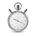 Realistic Silver Steel Classic Stopwatch Icon Closeup Isolated on White Background. Stop-watch Design Template. Sport Royalty Free Stock Photo