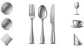 Realistic Silverware and Dinnerware Collection on White Background Royalty Free Stock Photo