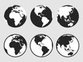 Realistic simple gray world map illustration in globe shape isolated on background Royalty Free Stock Photo