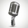 Realistic Single Silver Microphone Retro Design