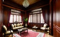 Realistic sitting room javanese style by shining bright sunlight from the window