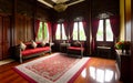 Realistic sitting room javanese style by shining bright sunlight from the window