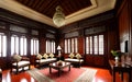 Realistic sitting room javanese style by shining bright sunlight from the window