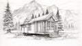 Realistic Sketch Of Queen Anne Architecture Luxury Tiny Home With Mountain View