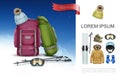 Realistic Ski Clothes And Equipment Concept