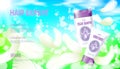 Realistic skin care cream spring landscape green grass blue sky Tube container cosmetic light background white feather