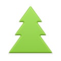 Realistic slim green Christmas tree triangle angled small statuette 3d template vector illustration