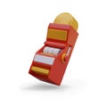 Realistic slot machine with empty surfaces, side view. Place for text, images, vector mockup