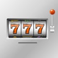 Realistic Slot Machine with Handle One Arm. Vector