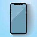 Realistic smartphone with blank screen on blue background. Vector illustration Royalty Free Stock Photo