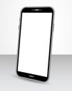 Realistic smartphone with blank screen isolated on glossy table in perspective view . Smart phone mock up design for banner Royalty Free Stock Photo