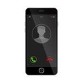 Realistic smartphone with incoming call on display, vector isolated illustration.n