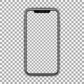 Realistic smartphone isolated on transparent background with a transparent screen - vector