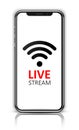 Realistic smartphone. Live stream. Smartphone. Stock vector