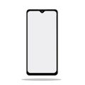 Smartphone frame less blank screen, rotated position. 3d isometric illustration cell phone. Smartphone perspective view. Template Royalty Free Stock Photo