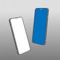 Realistic smartphone mockup frame with blank display isolated. Smart phone with different angles views. Vector mobile device