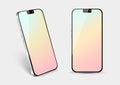 Realistic smartphone mockup. Front side and angle. Mockup template in pastel colors.