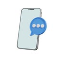 Realistic smartphone mockup and speech bubbles symbol 3D render