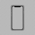 Realistic smartphone screen template isolated on transparent background. Front view mockup.