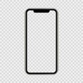 Realistic smartphone The shape of a modern mobile phone Designed 2019 to have a thin edge. mockup empty screen, isolated on