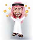 Realistic Smiling Handsome Saudi Arab Man Character Royalty Free Stock Photo