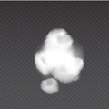 Realistic smoke bomb on transparent background. Explosion steam. Fog texture. Royalty Free Stock Photo