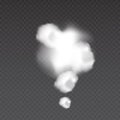 Realistic smoke bomb on transparent background. Explosion steam. Fog texture.