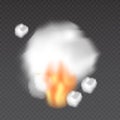 Realistic smoke bomb on transparent background. Explosion steam. Fog texture. Royalty Free Stock Photo