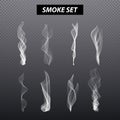 Realistic smoke design . Set vector black background