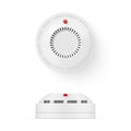Realistic smoke detector top and general view vector illustration. Fire and gas security system