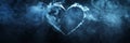 Realistic Smoke Heart on Dark Background, Steam Love Symbol, Cloud Transparent Valentine Silhouette