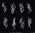 Realistic smoke set on dark background Royalty Free Stock Photo