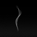 Realistic smoke wave from cigarette or vapor steam. Smell and aroma flow from tea, coffee or hot food. Vector.