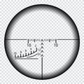 Realistic sniper sight with measurement marks. Sniper scope template isolated on transparent background. Royalty Free Stock Photo