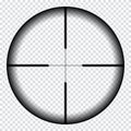 Realistic sniper sight with measurement marks. Sniper scope template isolated on transparent background.