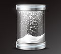 Realistic snow globe cylinder, christmas souvenir