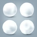 Realistic snowballs collection. Frozen ice ball, white snow. Winter decoration element for Christmas or New Year. Vector