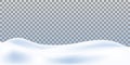Realistic snowdrift isolated on transparent background. Snowy landscape. Vector illustration with snow hills. EPS 10. Royalty Free Stock Photo