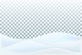 Realistic snowdrift isolated on transparent background. Snowy landscape. Vector illustration with snow hills. EPS 10. Royalty Free Stock Photo