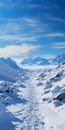 Realistic Snowy Mountain Landscape With White Path