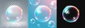 Realistic soap bubble isolated mockup on transparent, gradient, and dark backgrounds, vector illustration Royalty Free Stock Photo
