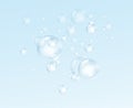 Realistic soap bubble isolated on transparent background. Real transparency effect. Water foam bubbles set. Vector Royalty Free Stock Photo
