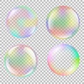 Realistic soap bubble set with rainbow reflection Royalty Free Stock Photo